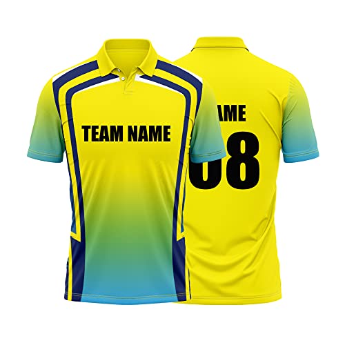 Cricket Polo Collar Sports Jersey for Men With Team Name and Number Printed | T-Shirt With Custom Name | DOdr1008-C01242023-C-POLO-28