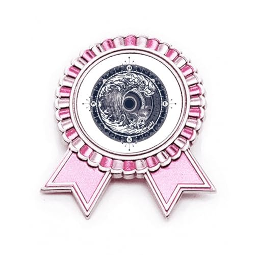 Broche boussole motif vagues rose M en métal pour look voyage
