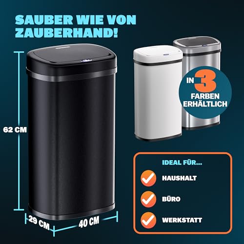 Monzana Sensor Mülleimer Küche Schwarz – Ansicht 4
