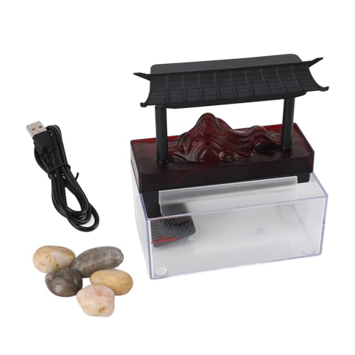 ChengyuWei Tabletop Water Fountain, Indoor Tabletop Fountain, USB LED Recurring Stream, Home Decor Desktop Decoration, Plastic Indoor Fountain Decor for Living Room