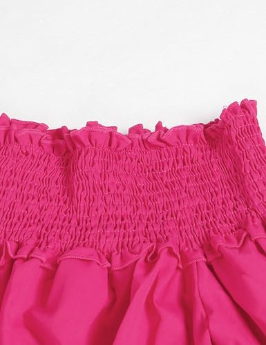 Image of WOKANSE Party Dresses for Women Off Shoulder Layered Flare Sleeve A line Ruched Plus Size Midi Summer Dress