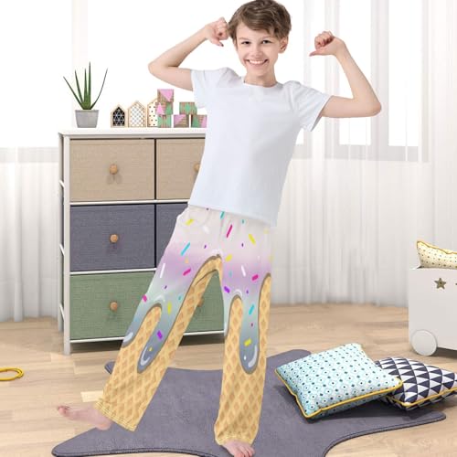 Boys' Pants Light Ice Cream Joggers Elastic Long Bottoms Trousers Sweatpants with Pockets Size 6-144