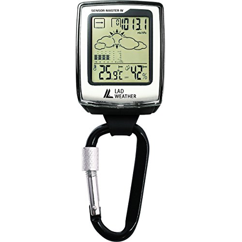 LAD WEATHER Mobile Weather Device Altimeter Barometer Compass Hygrometer Thermometer Pocket Handheld Keychain Clip Climbing Camping Outdoor (White)
