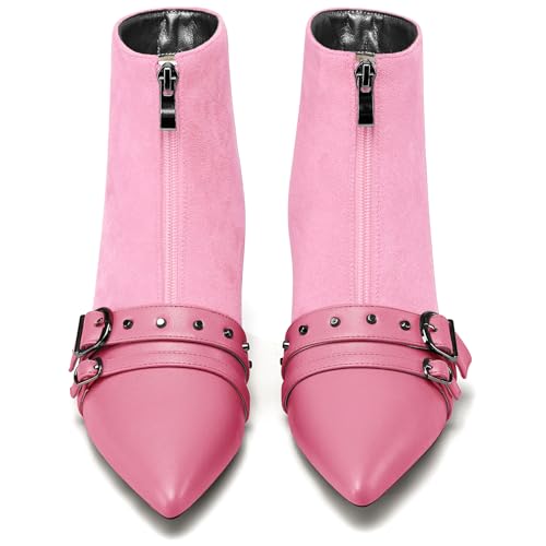 Bottines de créateur à bout pointu patchwork et rivets métalliques NobleOnly - 5