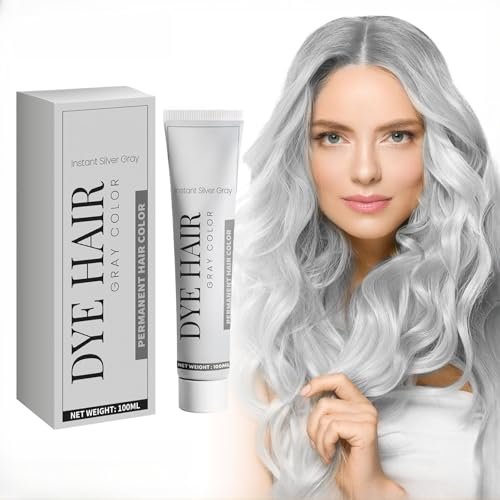 Silver Gray Hair Color, Ammonia Free, Vegan, up to 100% Gray Coverage, Long-Lasting Hair Dye for...