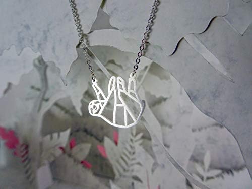 La Menagerie Sloth Silver Origami Jewellery - Silver Geometric Chain Necklace  925 Sterling Plated Silver Necklace for Women & Girls  Stylish Sloth Pendant Necklace