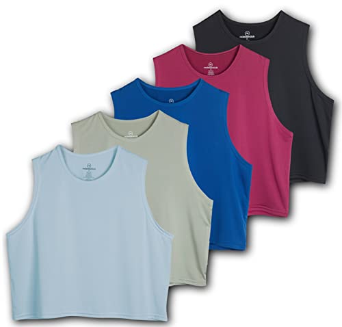 Real Essentials 5 Pack: Women's Dry Fit Crop Summer Tank