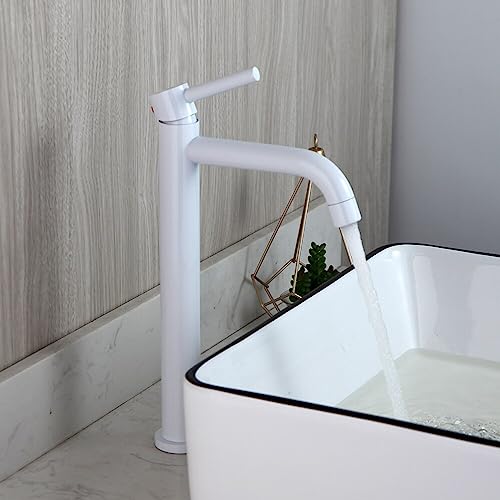 Mitigeur de lavabo blanc et chrome pour salle de bain moderne