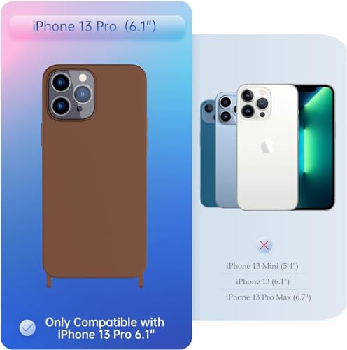 Image of Compatible with iPhone 13 Pro Case with Strap, Crossbody iPhone Case with Lanyard Adjustable Shockproof Drop Protection Silicone Phone Cover for iPhone 13 Pro 6.1'' Brown