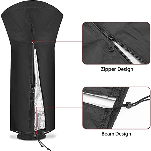 Schutzhülle für Heizpilz, Comius Sharp Wasserdicht Abdeckung Abdeckhaube für Terrassenstrahler, Schwarz Abdeckhaube für Terrassenstrahler Terrasse Staubschutz