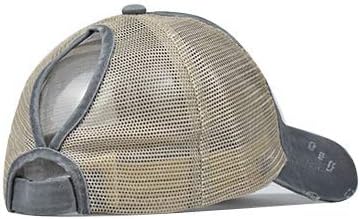 Distressed Ponytail Hats Baseball for Women Messy-Bun Pony Caps - Image 7