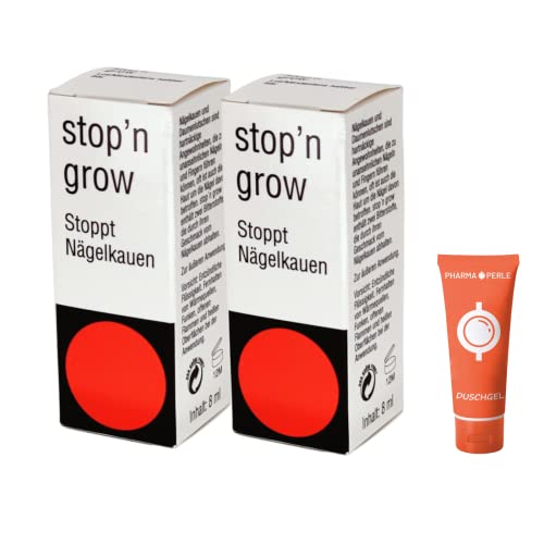 Stop'n Grow Tinktur I Stoppt Nägelkauen und Dauemlutschen I für Kinder und Erwachsene I 2x8ml Sparset I mit PharmaPerle Duschgel 30ml Cover