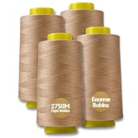 4 Bobine Filo Da Cucito In Poliestere 40S/2 - 4500m Totali, Bianco, Per Abbigliamento, Tessili Casa E Fai Da Te - 4