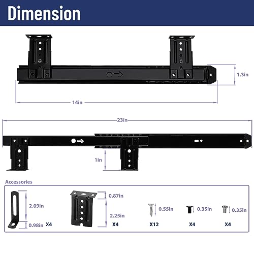 14" Keyboard Slide Heavy Duty Ball Bearing Slides Computer Tray Under Desk Rails Rack Cabinet Furniture Drawer Hardware Accessories with Adjustable Height Bracket & L Extension Support Bracket (Black) by TRIPLE DEER - Used condition - Image 2