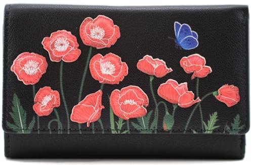 Porte-monnaie Mala Leather Poppy en cuir noir un cadeau utile avec sécurité RFID