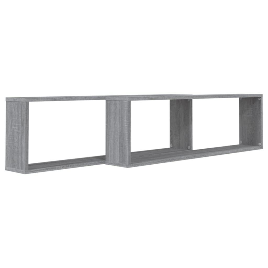 Scaffalature, mensole da parete e sporgenze, mensole cubiche da parete per casa, 2 pezzi, grigio Sonoma, 100 x 15 x 30 cm, in legno ingegnerizzato