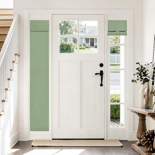 Vatge Sidelight Door Curtains for Front Door - Privacy Thermal Insulated Tie Up Shades, French Window Covering for Glass/Patio, 1 Panel, W12 x L70, Sage Green