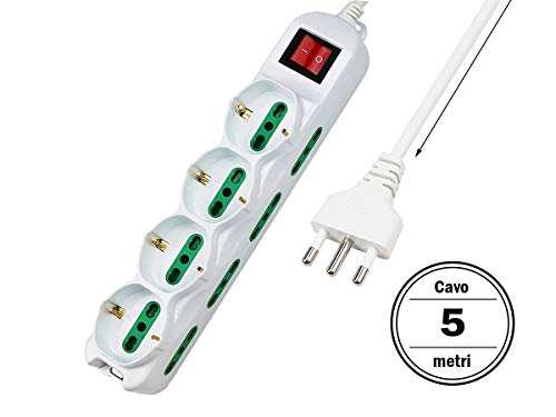 LEDLUX Multipresa Ciabatta Elettrica con 12 Posti