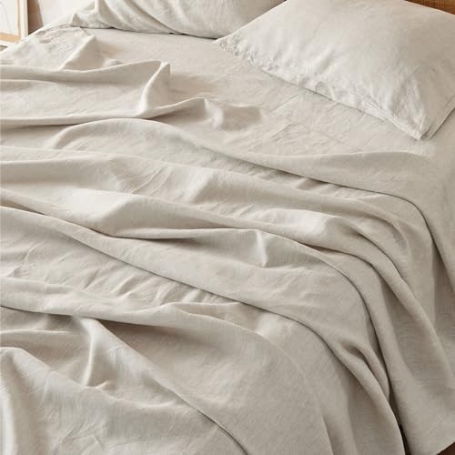 Bedsure Linen Sheets - Queen Size Bed, Blend from Linen...