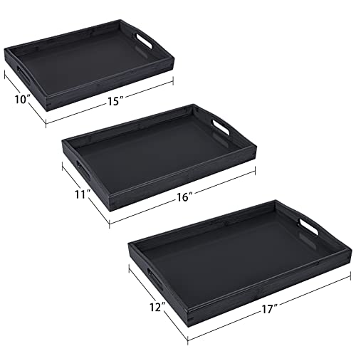 Akkajj Bamboo 3 Pack Serving Tray Kitchen Food Tray With Handles Serving Platters Tray Great For Dinners Party,Tea Bar, Table Breakfast Snack #TOP3