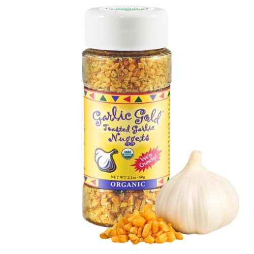 Garlic Gold Toasted Nuggets, Crunchy Roasted Organic Garlic Seasoning
