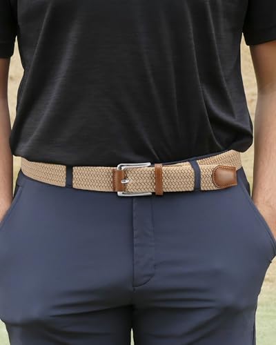 CHAOREN Mens Stretch Belt - 1 3/8" Elastic Braided Golf Belt for Men - Stretchy Web Fit Summer Casual Jeans - Image 3