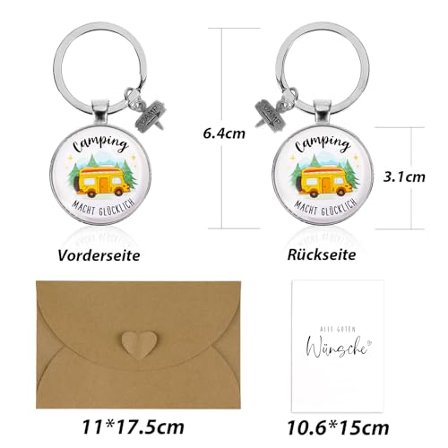 COLOFALLA Wohnmobil Schlüsselanhänger Wohnmobil Geschenk Camping Macht Glücklich Deko Zubehör Geschenke für Camper Camperin Geburtstag Wohnwagen Campervan Weihnachten Neujahrsgeschenk