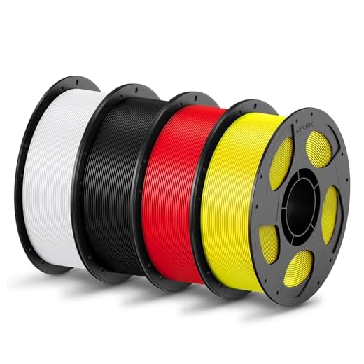 ⚡ ANYCUBIC PLA Filament 1.75mm Bundle, RFID 3D Printing PLA Filament 1.75mm Dimensional Accuracy +/- 0.02mm, 1KG Reusable Spool (2.2 lbs), 4KG White + Black + Red + Yellow