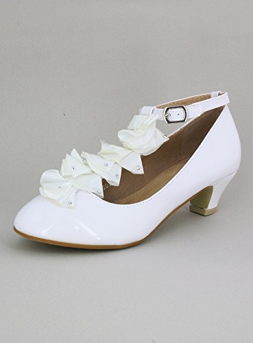 Scarpe da bambina con tacco basso, bianche, per