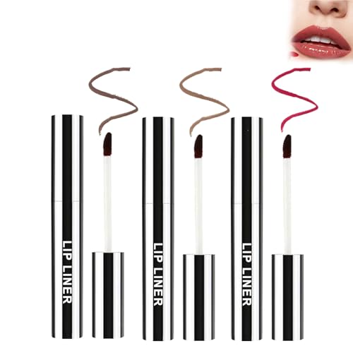 3 Pcs Delineadores de Labios Despegables, Perfiladores Removibles de Larga Duración, Efecto Voluminizador e Hidratante, Acabado Mate y Colores Intensos (Marrón Oscuro + Marrón Claro + Rojo Vino)