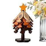 Salvamanteles Plegables para árbol de Navidad, diseño de Peces, salvamanteles de Madera con Soporte, para sartén, Mesa de Bebidas, Navidad
