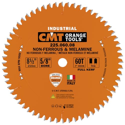 CMT 225.060.08 Industrial Non-Ferrous Metal, PVC & Melamine Saw Blade, 8-1/2-Inch x 60 Teeth TCG Grind with 5/8-Inch Bore