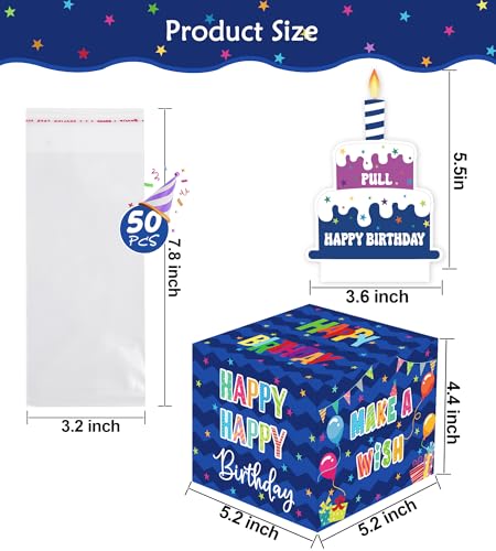 Meiidoshine Birthday Money Box for Cash, Surprise Money Gift Boxes for Kids and Adults, with Pull Out Birthday Card and 100 Clear Bags - Fun Ways!