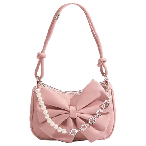 BSITSSS Sac à Bandoulière en Cuir Synthétique pour Femme, Sac à Main Rose, Petit Pochette Femme Y2K Sacs avec Fermeture éclair pour Shopping, Travail, Voyages,...