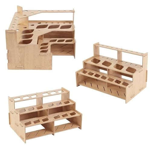 Mezzo Artist Paint And Brush Rack - Wood Grain Laminate Multi Layer Desk Stand Professional Storage Display Organizer For Paintbrushes And Paint Tubes - Mezzo Artist Paint And Brush Full Rack #TOP6