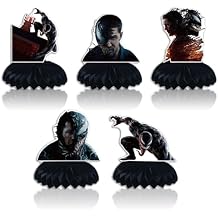 5Pcs Ven-om Party supplies set Honeycomb Centerpieces Double Sided Table Topper for Ven-om Birthday Party Decorations