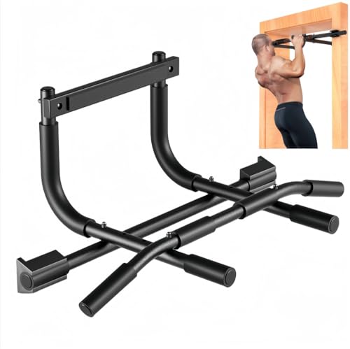【Lapakey】多機能 チンアップバー 壁掛け式懸垂バー 懸垂器具、フィットネスジョイストマウントプルアップバー 天井取り付けチンアップバー ホームジム 垂木用 高耐久 マルチグリップ、筋力トレーニング 取り付けが簡単 (ブラック,96*50*24cm)