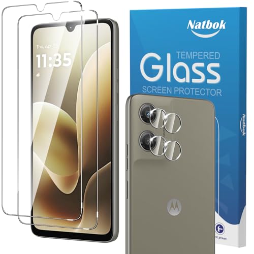 Natbok 2+2 Piezas Protector de Pantalla para Moto G06 Power con Protección de Cámara,Cristal Templado,Dureza 9H,Antihuellas,Sin Burbujas,Ultra Transparente Premium Vidrio Templado