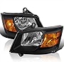 SPEC-D TUNING Black Headlights Compatible with Dodge Grand Caravan 2008-2010 L+R Pair Head Light Lamp Assembly