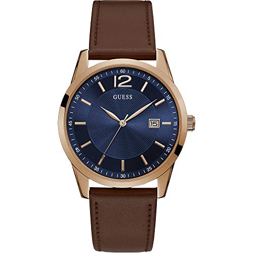 Guess Men's Analogue Quartz Watch with Leather Strap W1186G3