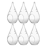 WGV Glass Hanging Plant Terrarium Bulk, Width 3.5", Height 7", Teardrop DIY Air Succulent Planter Clear Tea Light Votive Candle Holder, Wedding Event Office Home Outdoor Decor, 6 Pieces