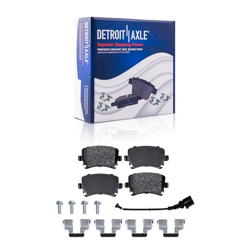 Image of Detroit Axle - Brake Kit for Volkswagen 2006-2010 Jetta 2008-2009 Audi A3, 12.28'' inch Front and 10.24'' inch Rear Drilled & Slotted Disc Brake Rotors Ceramic Brake Pads Replacement