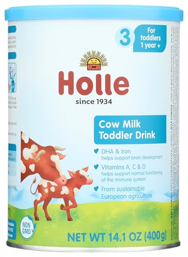 Holle Organic Toddler Milk Drink – Non-GMO, Clean Label Certified, Gentle European Formula with Omega-3 & Vitamins for Kids 12-36 Months, 14 oz