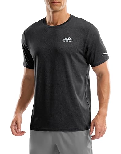 Men's Athletic Dry Fit T-Shirts Moisture Wicking Tee UPF 50+ Sun Protection Rash Guard Swim Shirts for Running, Beach, Hiking (Heather Carbon, XL)