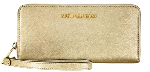 Michael Kors Travel Continental Pale Gold : portefeuille compagnon en cuir métallisé luxueux