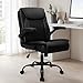 NEO Chair Office Desk Computer Chair Ergonomic Executive Mid-Back Leather Gaming Chair with Adjustable Flip-Up Armrests Wheels Swivel for Home Study Task (All Black)