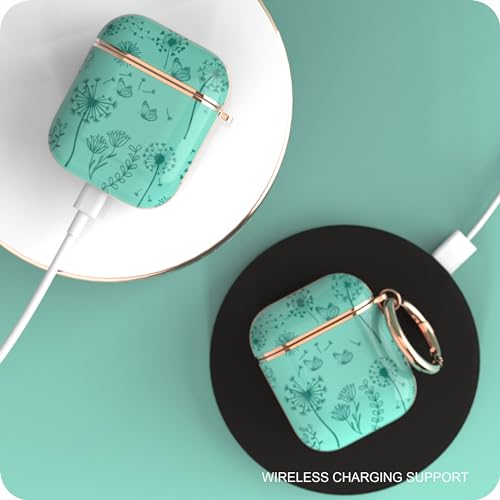 Image of wenew for AirPod Case AirPods 1st & 2nd Generation Hard Case Cover with Keychain for Women Men (Pine Green)