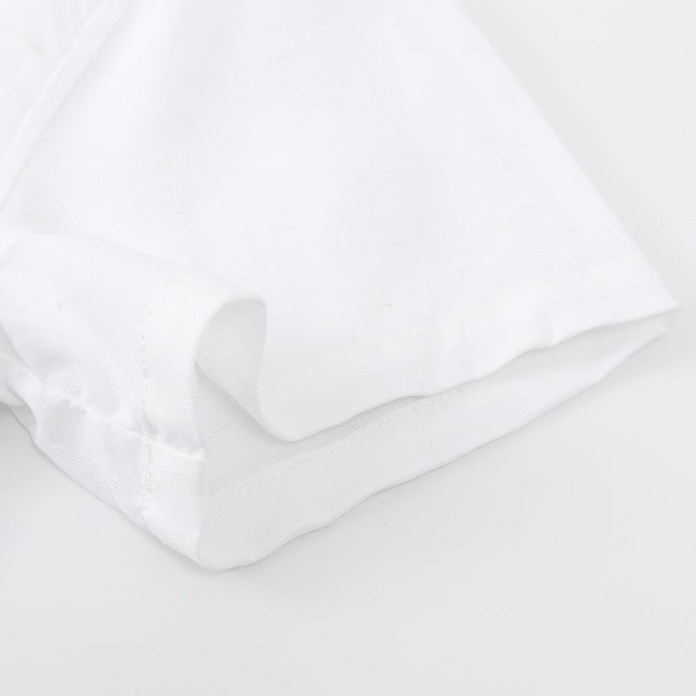 Spring&Gege Boys' Short Sleeve Button Down Shirts Linen Textured Summer Beach Shirt Soild