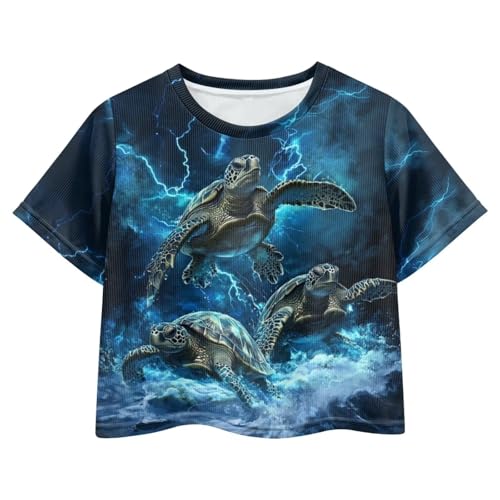 Image of Kids T Shirt Short Sleeve Crop Tops for Girls Summer Clothes Pullover Tees Shirt 5-14