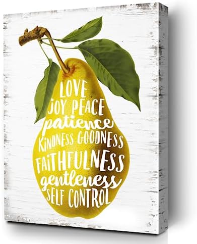 sugargoo Canvas Wall Art Fruit Of The Spirit Wall Art, Inspirational Christian Sign Decor for Home Kitchen Dinning Room Decor 12x15 Inch, Galatians Bible Verse Canvas Wall Decor